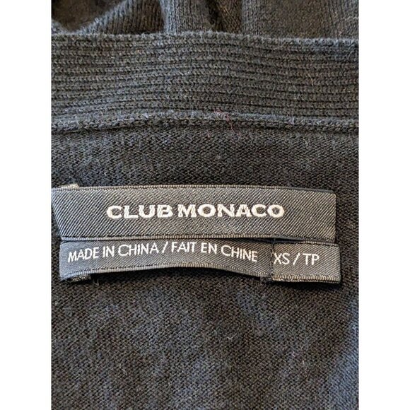 Club Monaco Cardigan Womens XS Black Button Pockets Epaulettes Silk Blend Light - Picture 5 of 6